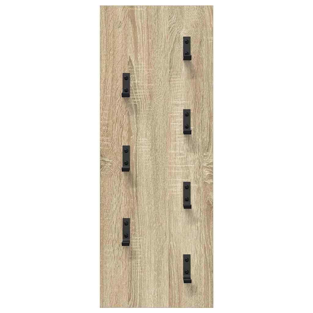 Montowany na ścianie stolik nocny, uchwyt ścienny, dąb Sonoma, materiał drewnopochodny, 30 x 1,5 x 80 cm, z haczykiem, regał ścienny, regał wiszący, regał ścienny, do salonu, łazienki