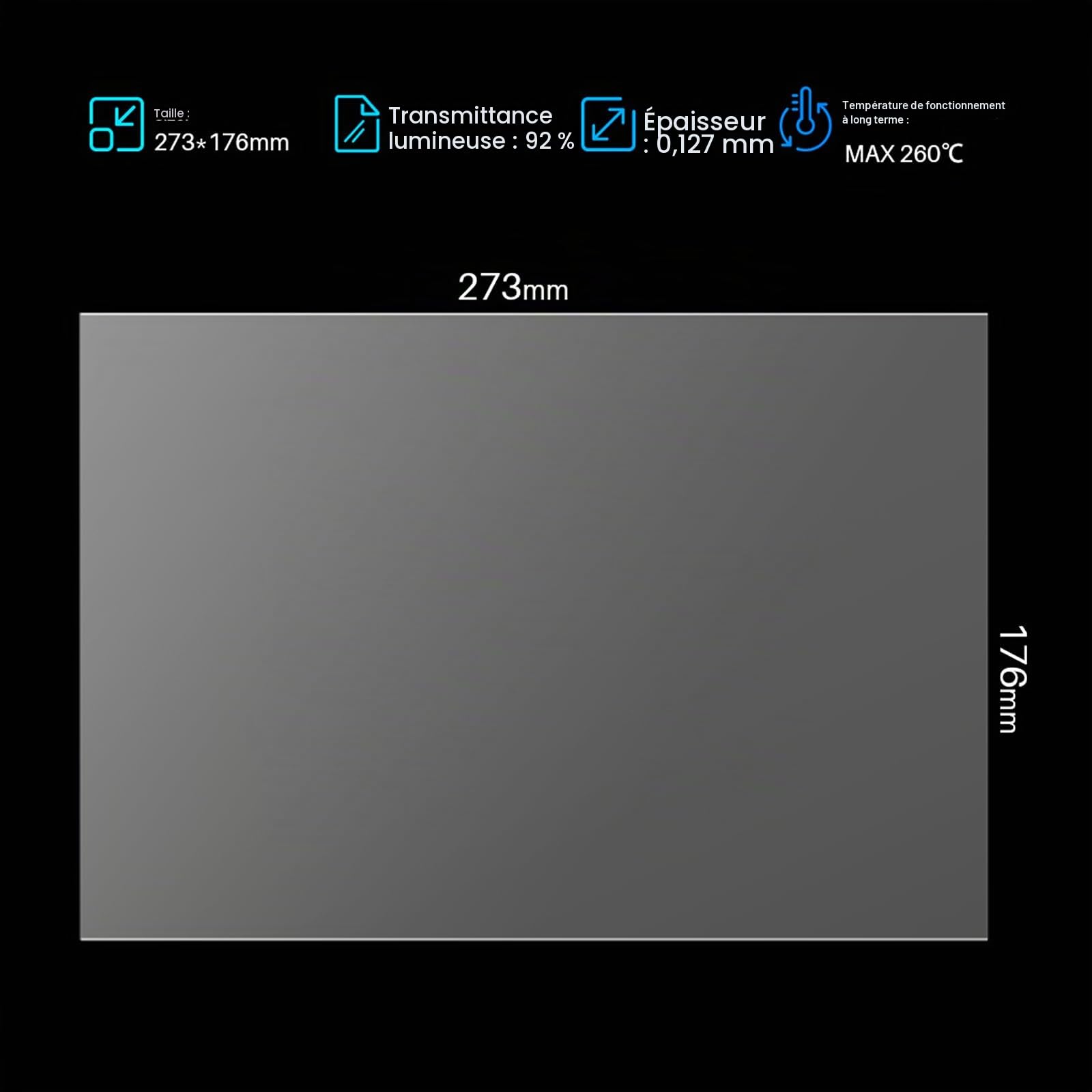 ELEGOO Lot de 5 Films PFA pour Imprimante 3D Saturn 2, 3, 4, 4 Ultra, 4 Ultra 16K, 273x176x0,127 mm