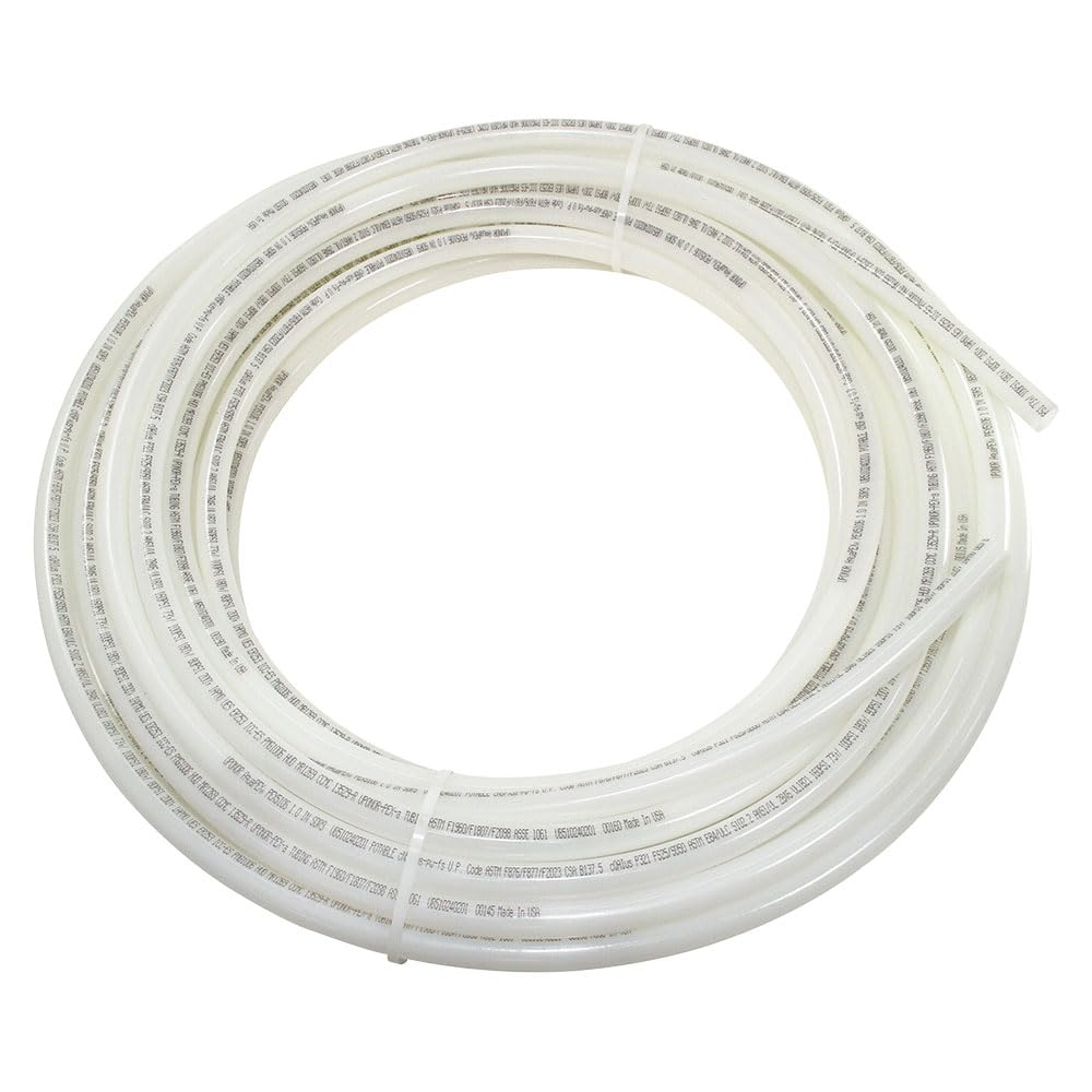 Uponor Wirsbo f1041000 aquapex blanco tubo bobina de 100 ft (pex-a) – seguridad contra incendios, fontanería, calefacción y refrigeración radiante, 1 "