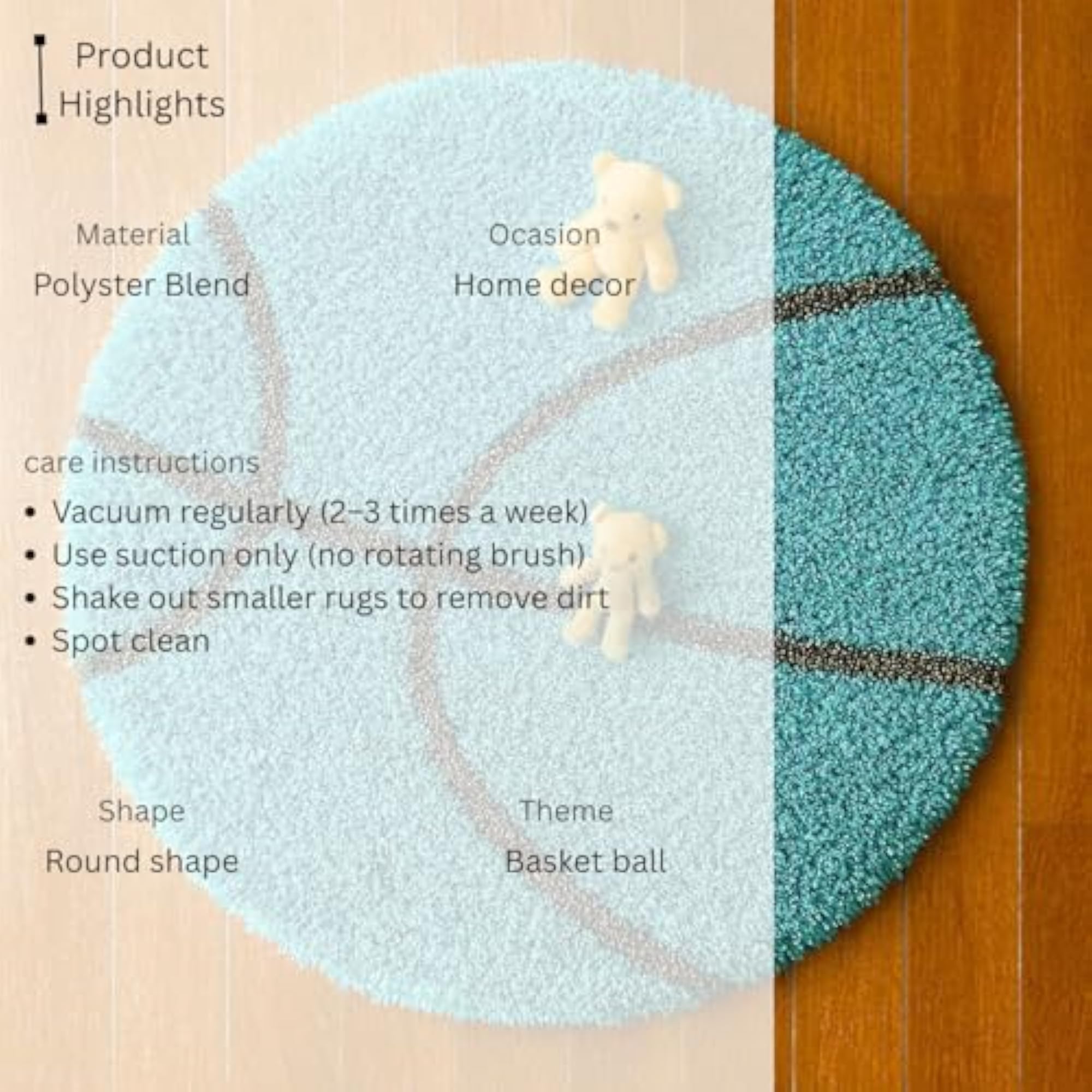 Micro Fiber Shaggy Round Runner Fluffy Soft Runner, Turquoise