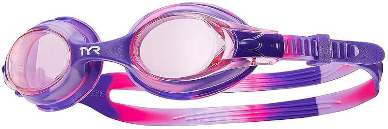 lentes de natación TYR para niños - lentes de natación de colores para principiantes | Cómodo ajuste unibody para jóvenes | Protección ocular avanzada contra la niebla UV | Juntas de silicona seguras sin fugas | Botón de liberación rápida