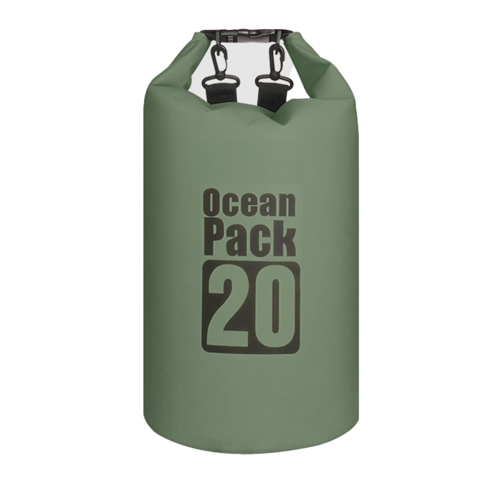 MOMAHUA 20L Waterproof Dry Bag Backpack with Double Shoulder Straps - Sage Green Durable PVC Roll Top Dry Sack - Heavy Duty Reusable Rucksack for Kayaking, Boating, Beach & Travel