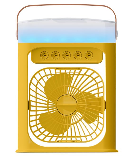 Aire Acondicionado Portátil Silencioso, Enfriador de Aire con Ajustes de Ventilador, Temporizador, Depósito de Agua de Gran Capacidad, Aire Acondicionado para Dormitorios, Oficina(Amarillo)
