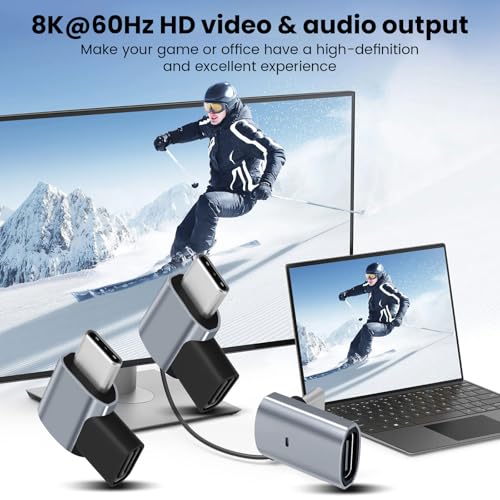 LUIRSAY 3 Stück USB C 90 Grad Adapter Kit, 40Gbps Datenübertragung, 240W Schnellladung, 8K Videoausgabe, Typ C Stecker auf Buchse, Kompatibel mit Thunderbolt 4, Steam Deck, Switch, MacBook und mehr