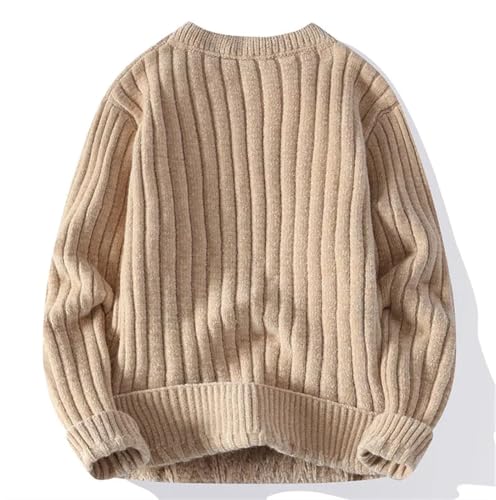 Men Korean Style Sweaters Solid O-Neck Oversized Pullouvers Men's Casual Knitted Sweaters3
