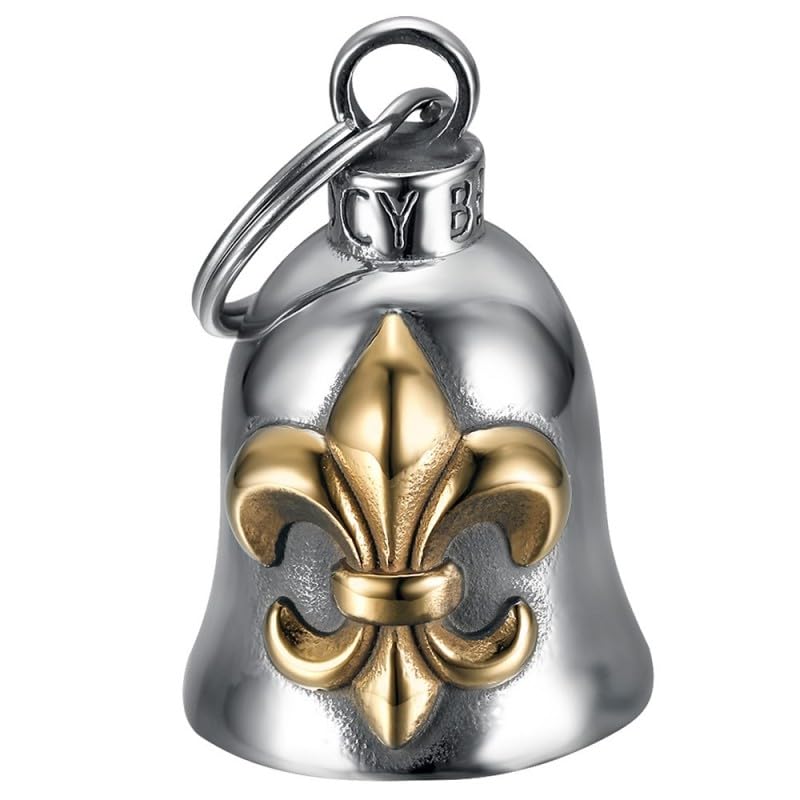 Campana de Motocicleta Fleur-DE-lis Amuleto MOCY BELL Acero Inoxidable Cromo
