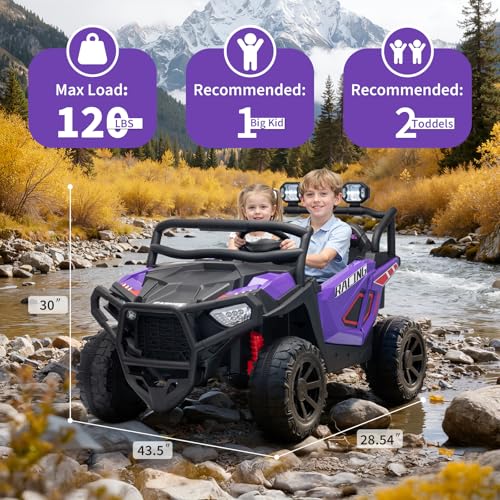 Garvee 24V Ride on Toys for Big Kids, 2 Seater Electric UTV Car with Remote Control, 4-Wheeler Suspension, Soft Start, 3 Speeds, Led Lights, Bluetooth, Ride on Truck Kids 2-8 Years by Garvee - Used condition - Image 2