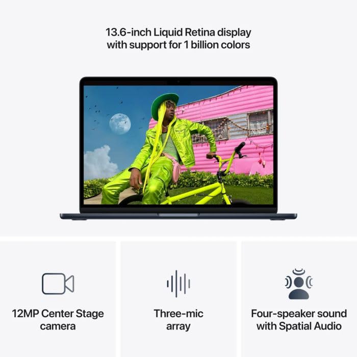 Apple 13" MacBook Air Laptop, M5 Chip mit 10‑Core CPU und 10‑Core GPU: Entwickelt für KI, 13,6" Liquid Retina Display, 16 GB, 1 TB SSD, Touch ID, WLAN 7; Mitternacht, QWERTY Tastatur