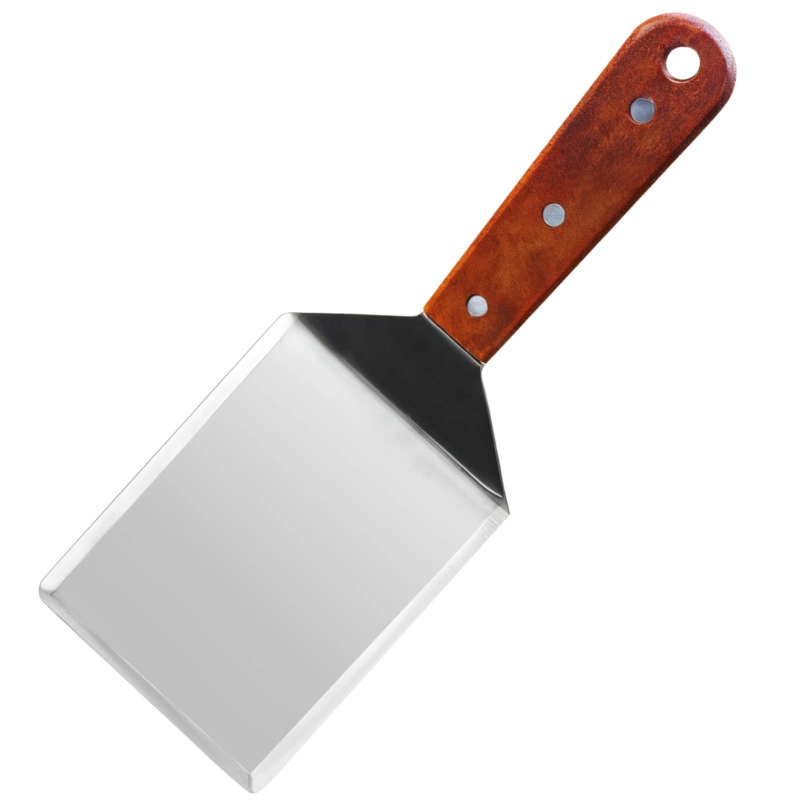 LUMINFLY 12-Inch Professional Grill Spatula Turner, Large Stainless Steel Hamburger Turner with Wooden Handle, Ideal for BBQ, Teppanyaki, and Restaurant Cooking