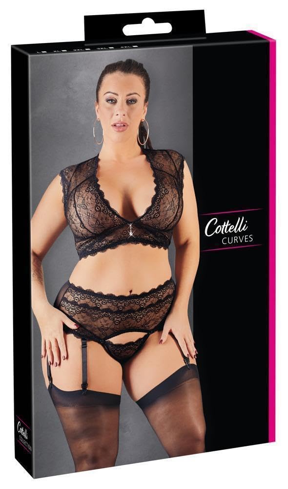 Cottelli CURVES Damen Conjunto De Tirantes De Encaje BH Set, Schwarz, 42 EU