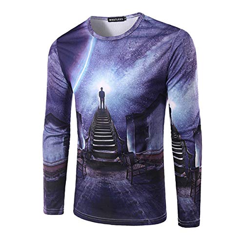 Lannister Fashion Camiseta para Hombre Cuello En O Impresión Digital Basic 3D Escaleras Frescas T