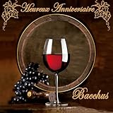 Licence officielle IETSCPMD17142 Carte Heureux ANNIVERSAIRE VIN Rouge Verre Tonneau Grappe de Raisin Dégustation Bacchus - Avec Enveloppe Blanche Format 15x15 cm - Intérieur Blanc - Fabriqué en France - I&S Design