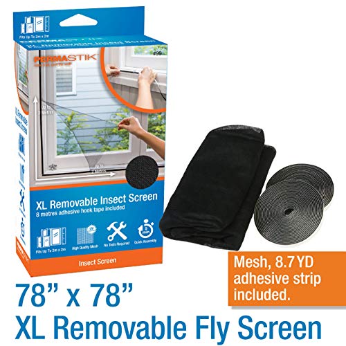PermaStik XL Removable Bug & Mosquito Window Screen, Fits up to 78.7 x