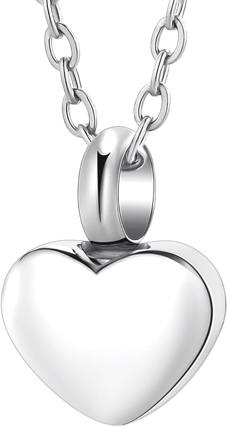 Mini Heart Cremation Urn Necklace for Ashes for Women Men Cremation Locket Jewelry with Keepsake Urn Memorial Ash Jewelry