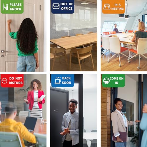 Image of Office Door Signs- 6 Options Out Of Office Sign for Door,Do Not Disturb, In A Meeting,Please Knock, Come On In,Back Soon, Privacy Slider Sign for Workplace Privacy & Conference Room