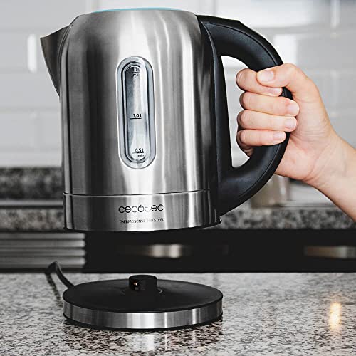 Foto von Cecotec elektrischer Wasserkocher ThermoSence 290 Steel, 1.7 Liter, BPA-frei, rostfreier Stahl, Anti-Kalk-Filter, doppeltes Sicherheitssystem, Temperatureinstellung, 2200 Watt