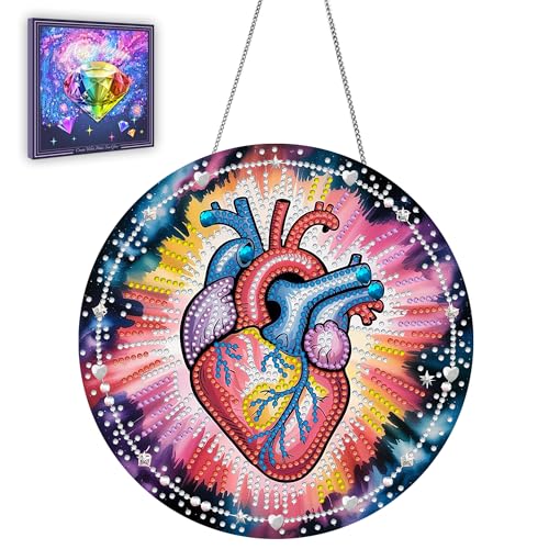 Kit de peinture diamant suspendre Ginfonr strass forme cœur 20x20 cm