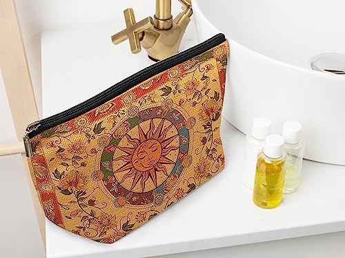 Ayxvt Boho Makeup Bag,boho cosmetic bag,Sun and Moon Makeup Bag,Hippie Flower Pouch Floral Cosmetic Bag, Boho Gifts for Women Teen Girls2