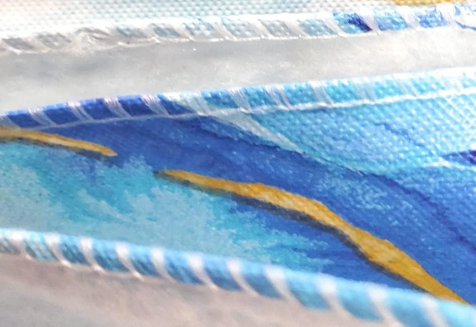 Miniatura 2 de Mantel de vinilo de acuarela con rayas de sol dorado con reverso de franela (60 pulgadas redondo), azul, blanco, amarillo dorado (878-99)