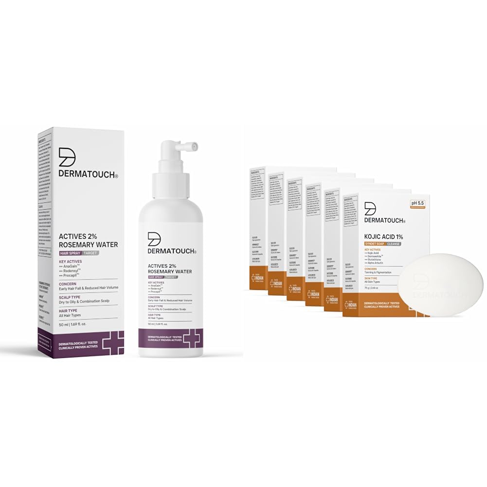 DERMATOUCH Rosemary hair Spary For Hair Growth 50ml & Kojic Acid 1% Soap with Glutathione-image-8