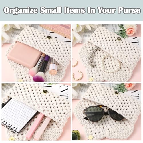Image of Tellegloww Boho Macrame Sunglass Eyeglass Glasses Case for Women Lady Girls, Soft Woven Sunglasses Holder Large Cute Glasses Pouch Bag Makeup Bag for Travelling