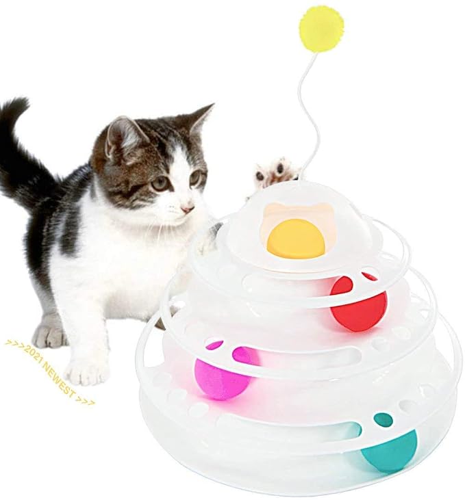 Woofy 4-Level Tower Track Cat Toy With Rolling Balls – Interactive, Detachable, Fun For Kittens & Cats - View #2