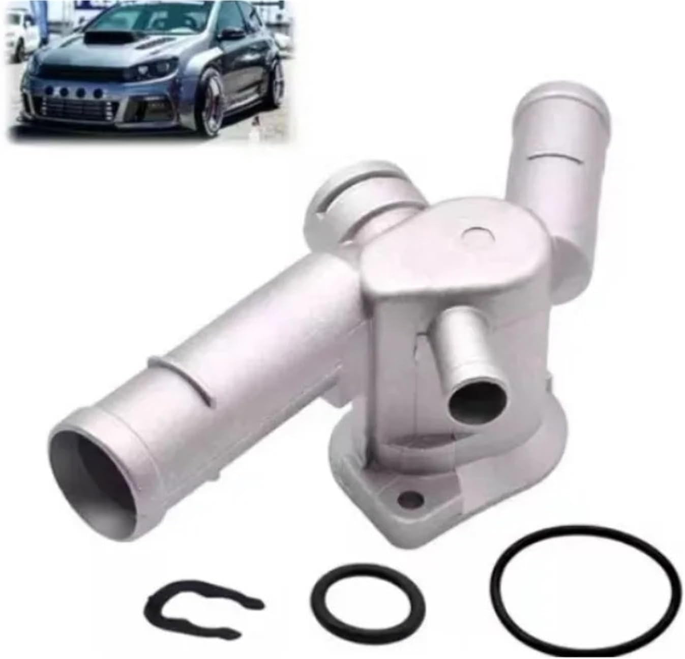 Aluminum Alloy Cooling Pipe Thermostat Package Compatible with VW Golf Jetta 2.0 L4 99-06 06A 12133d 06A 121 132