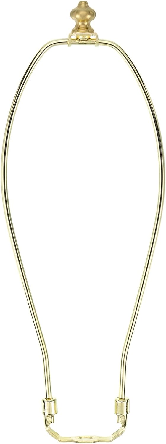 PATIKIL 12 Inch Lamp Harp Kit with 1" Height Solid Brass Finial, 1 Set Heavy Duty Bracket with Standard Saddle & Finial Detachable Shade Holder for Table Floor Lamps, Gold
