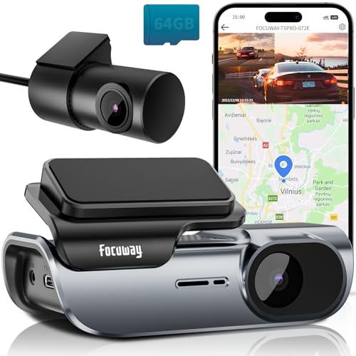 Dash Cam Front and Rear 4k Built-in GPS 5GHz WiFi, Free 64gb TF Card, Voice Control, Dash Cam for Car with Super Night Vision, WDR, Loop Recording, Supercapacitor, 160° Wide Angle, 24h Parking Monitor by FocuWay - Used condition - CA$92.71