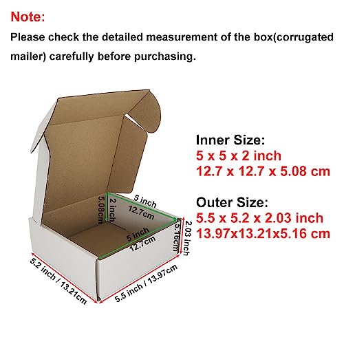 Ch-Box 50 Pack 5X5X2'' Small Shipping Boxes, Corrugated Cardboard Mailers For Business, White (Cm552) #TOP1