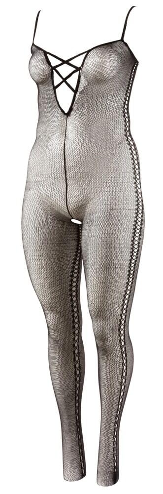 Mandy Mystery line Women's Plus Size Crotchless Fishnet Bodystocking, Black, 2X - 3X