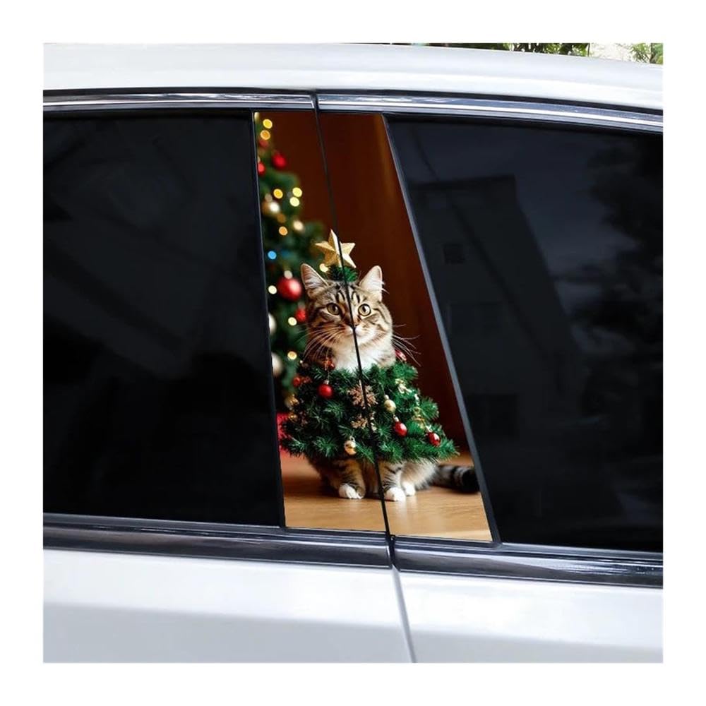 Body Parts 2pcs DIY Car Center Pillar Decals Cat Funny Car Styling Vinyl Stickers(D)