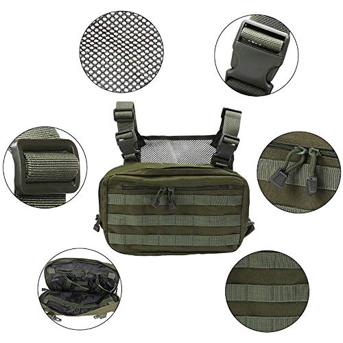 Croogo Outdoor Sports Chest Bag Tactical Rig Vest Shoulder Bags Radio Harness Bag Mesh Backing,Green-Bdb03 #TOP4