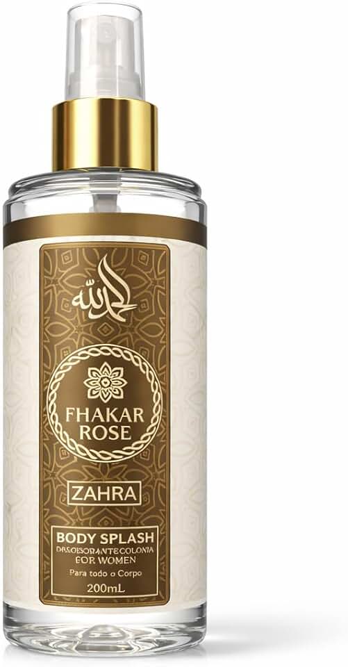 Body Splash Fhakar Rose Zahra 200ml – Perfume Árabe Feminino Floral Doce, Refrescante e Delicado – Fragrância Elegante para o Dia a Dia