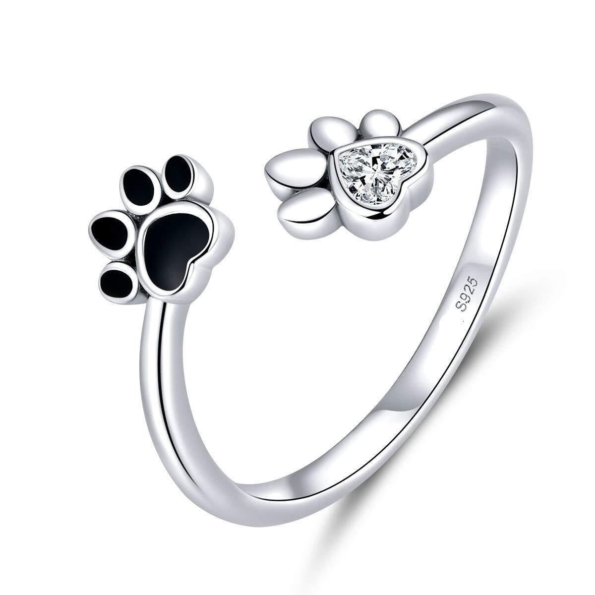 Bague ajustable patte de chat en argent, cadeau femme idéal