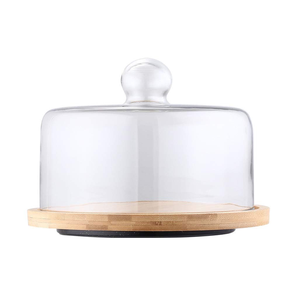 Plateau de gâteau en bois noble et dôme en verre MU Stand premium
