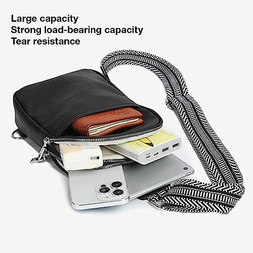 Riñonera De Cuero Vegano Para Mujer, Bolsa Cruzada Para Mujer, 15 Bolsas Para Hombre, Black, Talla única, Mochilas De Viaje