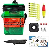 LoDinpo Mini Survival Fishing Kit, Compact Emergency Fishing Gear Box, Pocket Fishing Tackle Set for Travel & Outdoor Use Green