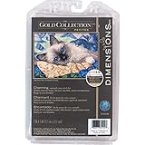 Dimensions Gold Collection Counted Cross Stitch Kit, Charming Cat, 18 Count Ivory Aida, 7'' x 5''