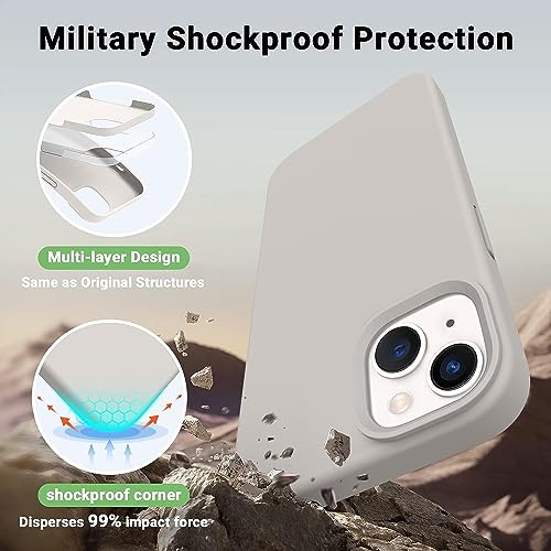 Image of VONZEE Microfiber Candy Case Compatible for iPhone 13 / iPhone 14 6.1 Inch Shockproof Slim Back Cover Liquid Silicone Case - Off White