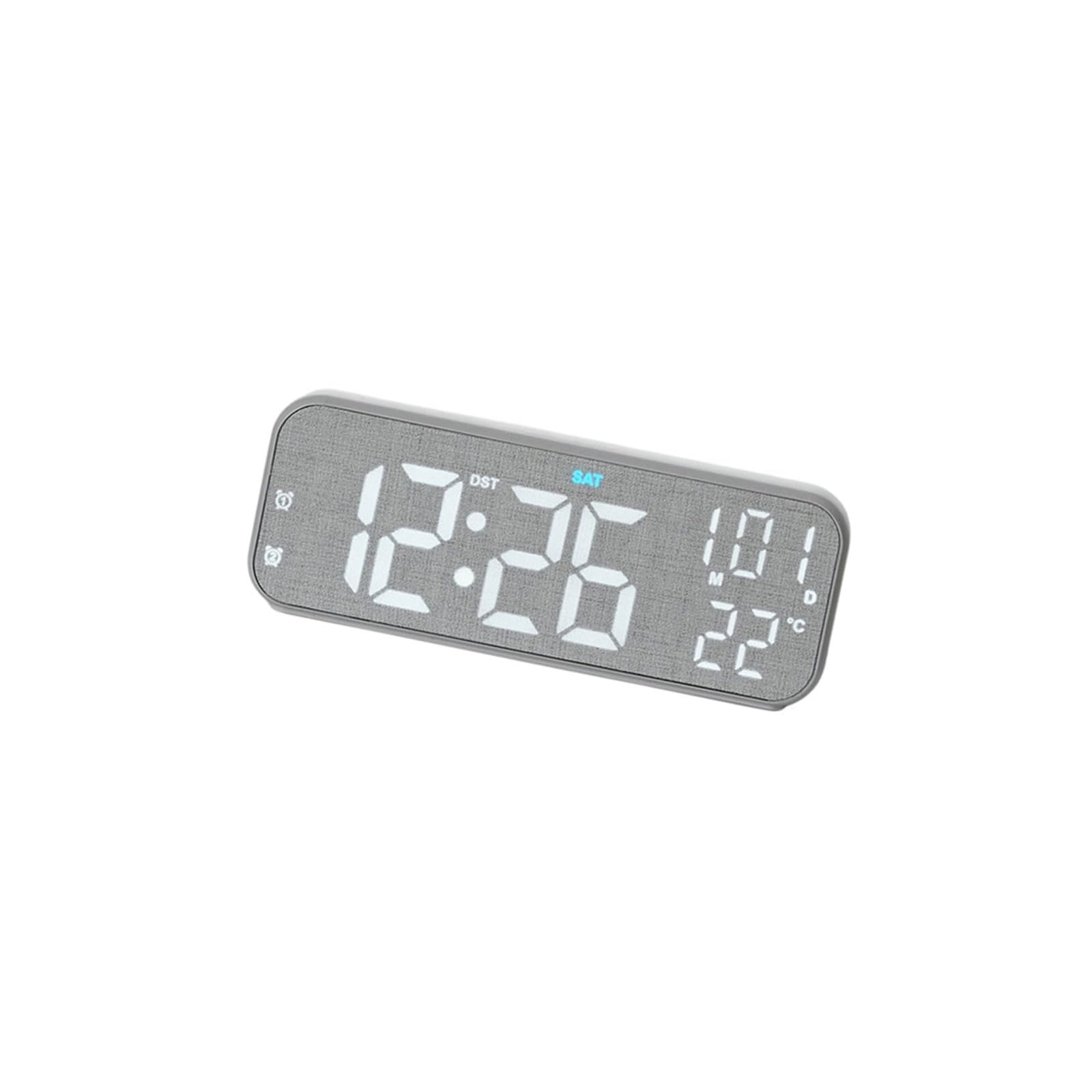 NRVTRE Wood Grains Digital Alarm Clock with Large LED Display Brightness Ambients Lighting Temperature Display LED Clock