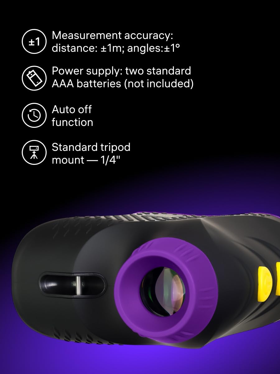 LR1500 Télémètre Laser 6X avec Mode D’Inclinaison, Vibration et Verrouillage du Drapeau, 1500 Mètres, Arrêt Automatique, pour Le Golf la Chasse et Le Camping Compact Compatible avec Trépied