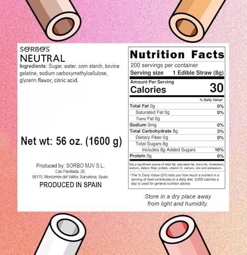 Sorbos Pitillos Comestibles Sabor Neutral 200 Unidades 7.5 pulg miniatura 2