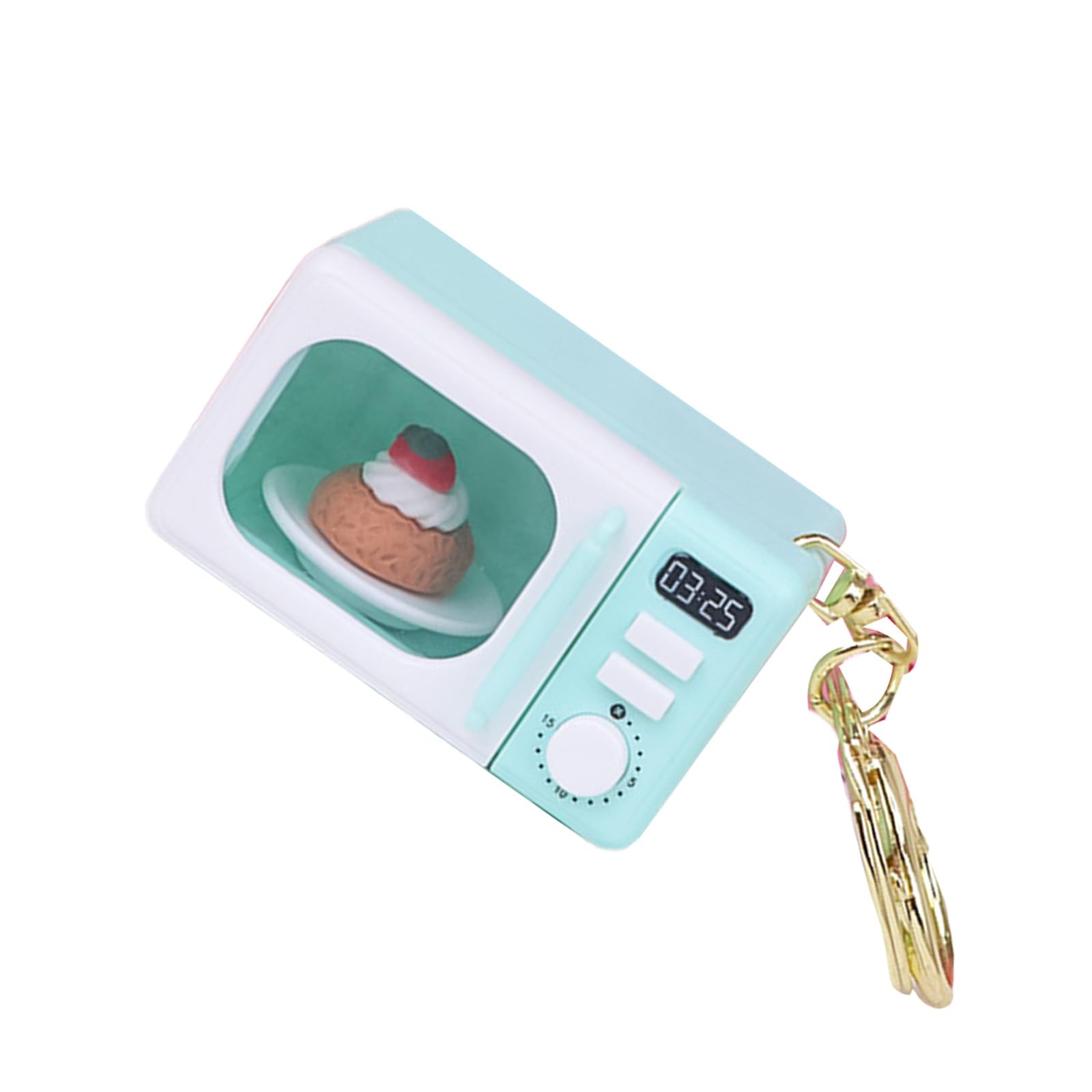 Maxtonser Simulation Microwave Keychain with LED Light and Sound, Lobster Clasp Pendant for Night Visibility and Interactive Play