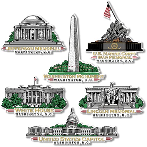 Set de 6 Imanes Vintage de Monumentos Washington DC