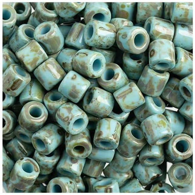Czech Rola Bead 6.2mm Opaque Travertine on Turquoise - 100Gram Bag DIY Jewelry Making Beads Preciosa (Jablonex)