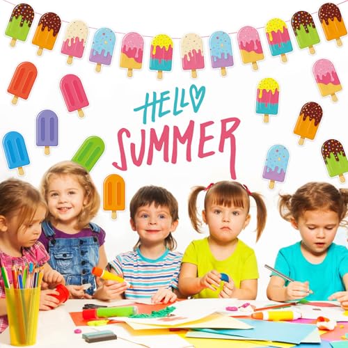 Image of 48Pcs Ice Cream Cut Outs, Colorful Ice Pops Shape Cutouts Summer Bulletin Board Decorations Ice Cream Paper Cut-Outs Summer Theme Party Cutouts for Home Office School Classroom Decor