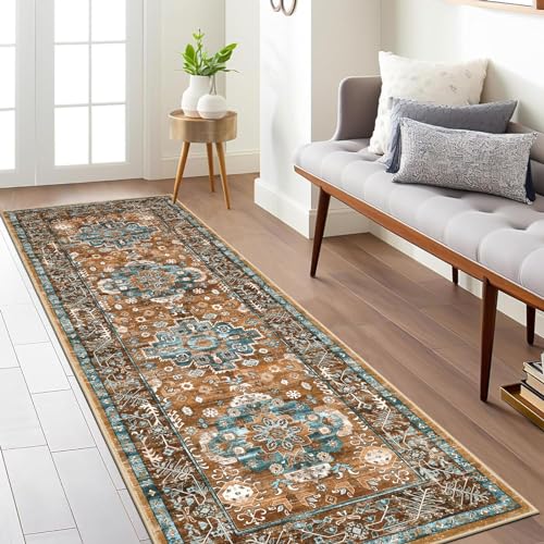 Alfombra antideslizante vintage Pauwer de 2x6 pies lavable para evitar resbalones en el hogar 3