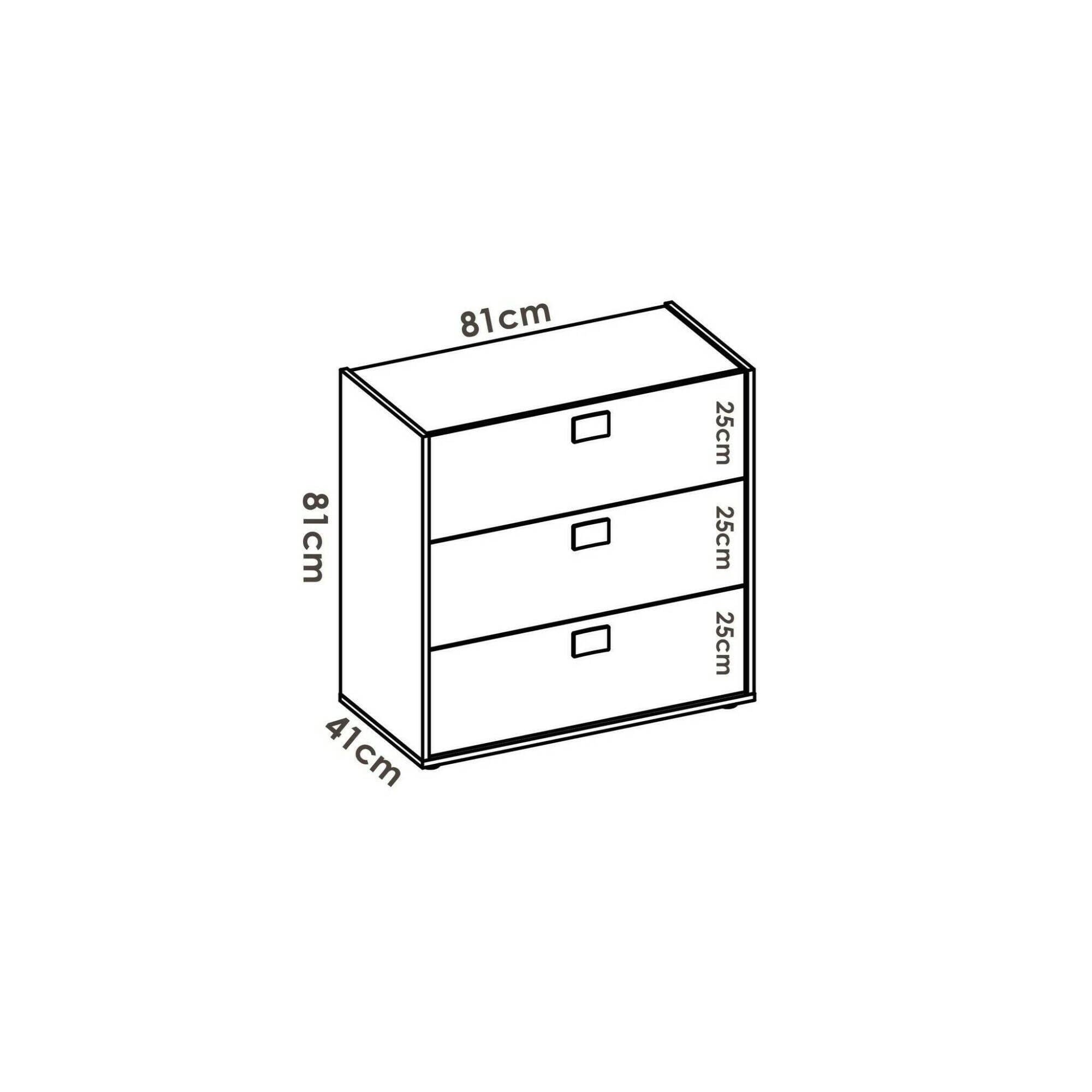 Dmora - Cassettiera Sella, Settimanale per camera da letto, Comò con 3 cassetti, 80x43h81 cm, Rovere e Bianco