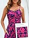 Annebouti Spring Summer Maxi Dress for Women 2025 Petite Casual Trendy Open Back Ruched A-Line Sleeveless Spaghetti Strap Floral Beach Long Sundresses with Pockets Rose Navy XS